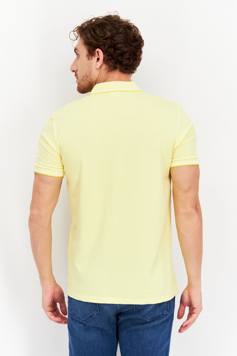 Celio Men Regular Fit Plain Short Sleeves Polo Shirt, Yellow - Image 3